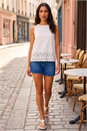 Ivory  Cut Out Hem Stretch Vest Top , Image 2 of 4