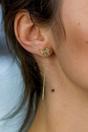 Gold Long Gold Butterfly Tassel Chain Stud Earrings, Image 3 of 3