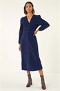 Navy  Corduroy Button Down Midi Dress, Image 2 of 5
