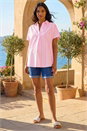 Light Pink Stripe Pleat Front Relaxed Overshirt, Image 2 of 4
