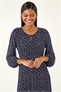 Navy  Spot Print Keyhole Midi Dress, Image 4 of 5
