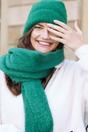 Green Plain Heavyweight Asymmetric Winter Scarf, Image 1 of 4