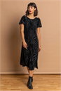 Black Zebra Print Burnout Velvet Dress, Image 5 of 5