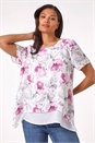 PINK Floral Print Layered Tunic Top, Image 1 of 5
