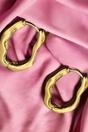 Gold Irregular Wave Oval Metal Hoop Earrings, Image 2 of 2