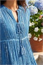 Denim Shimmer Tie Detail Smock Dress, Image 4 of 4