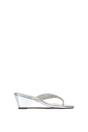 Silver 'Nina' Wedge Heel Sandal Mules With Diamante Thong Strap, Image 1 of 6