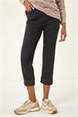 Black Slim Leg Turn Up Stretch Jeans, Image 4 of 5