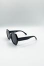 Black Oversized Rounded Angular Sunglasses, Image 3 of 5