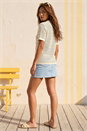 Beige Stripe Crochet Collar Knit Top, Image 2 of 4