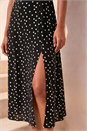 Black Polka Dot Sweetheart Neck Stretch Midi Dress, Image 4 of 4