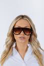 Brown SVNX Brown Oversized Rounded Sunglasses, Image 1 of 7