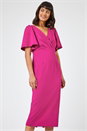 MAGENTA Gathered Wrap Front Midi Dress, Image 1 of 5