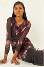 Black Floral Mesh Stretch Maxi Dress, Image 2 of 6