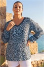 Blue Curve Animal Print Studded Top, Image 1 of 4