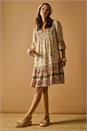 KHAKI Dusk Mix Print Smock Midi Dress, Image 7 of 7