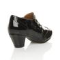 Black Mid Cuban Heel Brogue Button Ankle Boots, Image 4 of 6