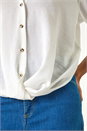 Ivory  Twist Hem V-Neck Shirt, Image 5 of 5