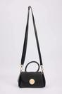 Black Mini Flap Over Cross Body Bag with Top Handle, Image 1 of 4