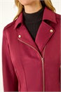 Wine Faux Suede Biker Jacket, Image 6 of 6