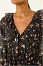 Rose Foil Heart Print Frill Front Blouse, Image 5 of 5