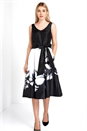 Ivory  Floral Print Fit and Flare Dress, Image 2 of 4