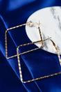 Gold Hammered Square Threader Hoop Earrings, Image 2 of 2