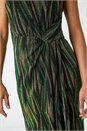 Green Metallic Animal Print Ruched Maxi Dress, Image 5 of 5