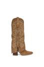 Tan XY LONDON Tan 'Evangeline' Knee High Western Cowboy Boots With Zip, Image 1 of 6