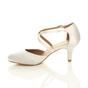 Ivory Mid Heel Crossed Straps Court Shoes, Image 3 of 6