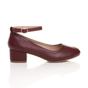 Burgundy Low Block Heel Ankle Strap Court Shoes, Image 2 of 6