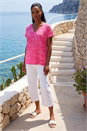 Pink Spot Print V-Neck Pleat Front Top, Image 1 of 4