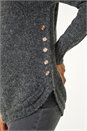 Black Button Detail Curved Hem Jumper, Image 5 of 5