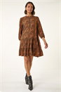 Tan Spot Print Zip Front Dress, Image 3 of 7