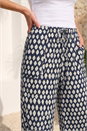 Navy  Petite Geo Print Wide Leg Stretch Trouser, Image 4 of 4