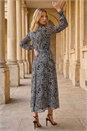 Black Floral Rose Midi Dress, Image 3 of 4