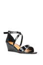 Black 'Kylie' Strappy Sandal Wedge Heels With Ankle Strap, Image 2 of 6