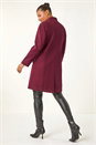 Bordeaux Tailored Funnel Neck Pocket Detail Coat, Image 3 of 7