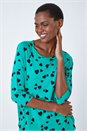 Green Heart Print Blouson Top, Image 1 of 5