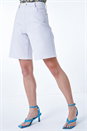 White Longline Denim Bermuda Shorts, Image 1 of 5
