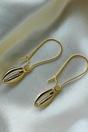 Gold Cowrie Dangle Earrings with Zircon - Boho Silver, Gold, Image 1 of 2