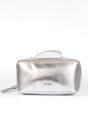 Silver Etre Silver Metallic Faux Leather Vanity Case Makeup Bag, Image 1 of 2