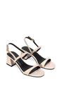 Beige 'Izzy' Strappy Slingback Peep Toe Mid Block Heel Sandals, Image 5 of 5