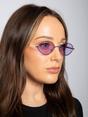 Purple Metal Oval Frame Sunglasses with Lilac Lenses, Image 2 of 5