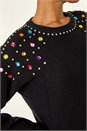 Black Sparkly Shoulder Knit Jumper, Image 6 of 6
