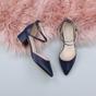 Navy Blue AJVANI Navy Blue Mid Block Heel Crossed Strap Pointed Toe 2 Part Heels, Image 4 of 6