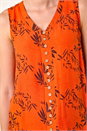 Dark Orange Leaf Print Button Detail Vest Top, Image 6 of 6
