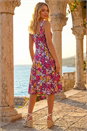 Fuchsia Floral Print Stretch Panel Dress, Image 2 of 4