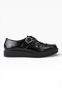 Black TUK Footwear Black Pointed Creeper Leather Monk Shoes, Image 1 of 8