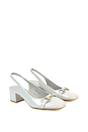 Light Grey XY LONDON Light Grey 'Selena' Slingback Mid Heels With Square Toe, Image 3 of 6